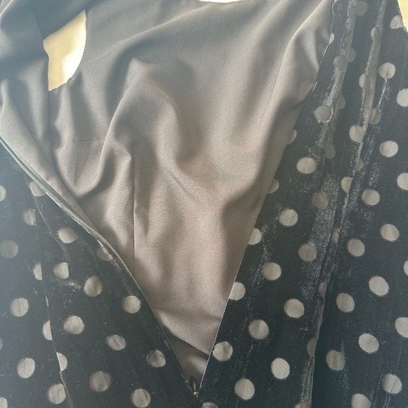 Elagant Ann Taylor Velvet Black Polka Dot Burnout Mini Dress Size 00 Small - Picture 6 of 8